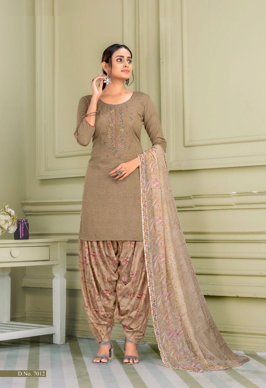 Priyaa 7 Premium Cotton Printed Regular Wear Patiala Dress Material Collection